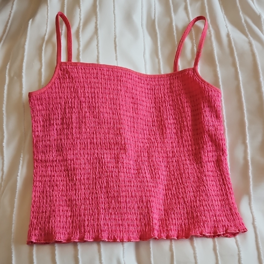 Aritzia Wilfred Bright Pink Smocked Camisole